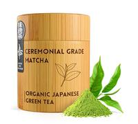 MATCHITA Poudre de Thé Vert Matcha Japonais Biologique Cérémoniale en Boîte Bambou (40g) - Goût Intense et Crémeux: pour Boissons chaudes et froides - Booste l'énergie et la fonction immunitaire