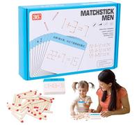 Matchstick Game Wooden - 8 * 8.5cm Moving Matchstick Puzzle, Wooden Match Stick | Brains Teasers Toys, Parent-Child Interactions Early Educational Toy for Aged 3+ Boys Girls