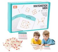Matchstick Game Wooden - 8 * 8.5cm Moving Matchstick Puzzle, Wooden Match Stick | Brains Teasers Toys, Parent-Child Interactions Early Educational Toy for Aged 3+ Boys Girls