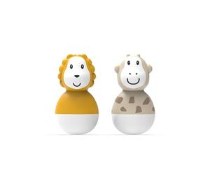 Matchstick Monkey, Bathtime Wobblers, jouet de bain antimicrobien pour bébé, facile à saisir, apprentissage sensoriel - 2 wobblers, 12 mois et plus, lion et girafe