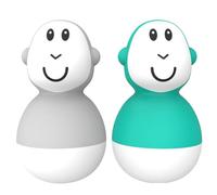 Matchstick Monkey, Jouet de Bain Anti-microbien pour bébé, Facile à Prendre en Main, Apprentissage sensoriel - 2 oscillants, 12 Mois et Plus, Gris et Vert
