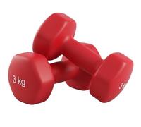 MATCHU - Haltères - Haltères en Vinyle - Lot de 2 Pièces - Disponibles en 0,5/1 / 1,5/2 / 3/4 et 5 KG - Vinyle avec Noyau en Fer Massif - Rouge (Rouge - 3 KG)