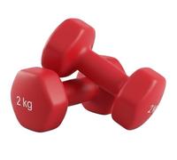 MATCHU - Haltères - Haltères en Vinyle - Lot de 2 Pièces - Disponibles en 0,5/1 / 1,5/2 / 3/4 et 5 KG - Vinyle avec Noyau en Fer Massif - Rouge (Rouge - 2 KG)