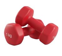 MATCHU - Haltères - Haltères en Vinyle - Lot de 2 Pièces - Disponibles en 0,5/1 / 1,5/2 / 3/4 et 5 KG - Vinyle avec Noyau en Fer Massif - Rouge (Rouge - 1 KG)