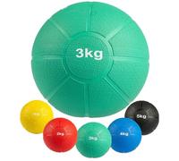 MATCHU - Médecine Ball - Disponible en 1, 2, 3, 4 et 5 kg - Diamètre : 19-22 cm - Caoutchouc résistant à l’Usure - Résistant à l’Eau et à la Transpiration (3 kg)