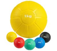 MATCHU - Médecine Ball - Medicine Ball - Caoutchouc Solide - Disponible en 1, 2, 3, 4 et 5 KG - Disponible en Jaune, Rouge, Vert, Bleu, Noir - (Jaune - 1 KG)