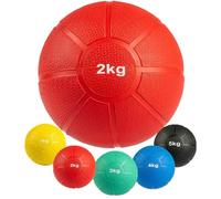 MATCHU - Médecine Ball - Medicine Ball - Caoutchouc Solide - Disponible en 1, 2, 3, 4 et 5 KG - Disponible en Jaune, Rouge, Vert, Bleu, Noir - (Rouge - 2 KG)