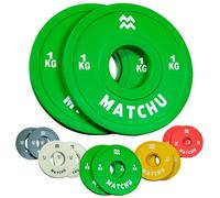 Matchu - Plateaux fractional - Mini disques d'haltères - Diamètre de l'anneau central 50mm - Lot de 2 pièces - Disques d'haltères - Blaireaux - Disques de poids (Vert - 2 X 1 KG)
