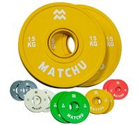 Matchu - Plateaux fractional - Mini disques d'haltères - Diamètre de l'anneau central 50mm - Lot de 2 pièces - Disques d'haltères - Blaireaux - Disques de poids (Jaune - 2 X 1.5 KG)