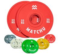 Matchu - Plateaux fractional - Mini disques d'haltères - Diamètre de l'anneau central 50mm - Lot de 2 pièces - Disques d'haltères - Blaireaux - Disques de poids (Rouge - 2 X 2.5 KG)