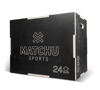 MATCHU - Plyo Box - Box Jump - Box Jump Box - Réglable - Surface antidérapante - Capacité de Charge jusqu'à 300 KG - Facilement transportable - Bois - Noir (20/24/30 inch)