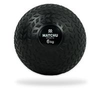 MATCHU - Slam Ball - Slamball - Tire Ball - Boule de Médecine - Fitness, Crossfit, Gymnatistics - Design Robuste - Poignée Supplémentaire - Caoutchouc Solide (Noir - 6 KG)