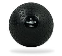 MATCHU - Slam Ball - Slamball - Tire Ball - Boule de Médecine - Fitness, Crossfit, Gymnatistics - Design Robuste - Poignée Supplémentaire - Caoutchouc Solide (Noir - 12 KG)
