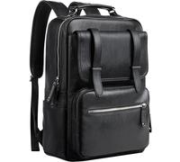 MATE ELAN Sac à Dos Homme Cuir Noir, Ordinateur 15.6 Portable, Leather Backpack PU, Femme Travail, Imperméable Morderne Elégant pour École, Bureau