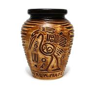 Mate Green Tasse à maté en céramique 300 ml ● Couleur miel AZTEK Yerba mate ● Tasse à thé maté ● Calebasse en céramique ● Motif aztèque traditionnel ● Tasse à maté en céramique