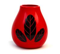 Mate Green Yerba maté en céramique Calebasse Hoja Rouge Gobelet décoré de feuilles de yerba maté 350 ml