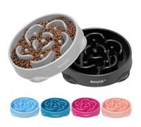 MateeyLife Lot de 2 gamelles puzzle pour chien, anti-étouffement, antidérapantes et interactives, pour ralentir la prise alimentaire, contenance 400 g environ, gris et noir