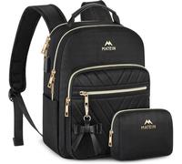 MATEIN Petit Sac à Dos Femme Élégant, Ensemble Sac à Dos et Portefeuille 2 en 1 Imperméable avec Port USB - Sac à Dos de Ville Moderne pour Voyage et Travail Noir