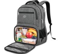 MATEIN Sac a Dos Ordinateur avec Isotherme Repas, Sac à Dos PC Ordinateur Portable 17 Pouces USB Charging Port, Lunch Box Sac a Dos Isotherme TSA Pour Homme Femme Voyage Collège Affaire Scolaire, Gris