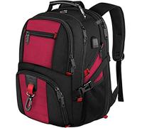 MATEIN Sac à Dos Ordinateur Portable 17 Pouces, Sac de Voyage Grande Capacité, Antivol Imperméable Sac a Dos avec USB Charging Port Sac à Dos pour Collège Voyage Affaire Scolaire Homme Femme, Rouge
