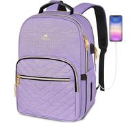 MATEIN Sac à dos pour ordinateur portable 15,6 pouces pour femmes, léger, port de charge USB, imperméable, antivol, pour l’école et les déplacements, grand, violet