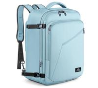MATEIN Sac à Dos Voyage Cabine Avion, Bagage Cabine 55x35x25 Extensible Imperméable, Bagage à Main pour Air France, 50L Grand Sac de Voyage pour Homme Femme Travail Loisir Cours École, Bleu Clair