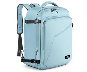 MATEIN Sac à Dos Voyage Cabine Avion, Bagage Cabine 55x35x25 Extensible Imperméable, Bagage à Main pour Air France, 50L Grand Sac de Voyage pour Homme Femme Travail Loisir Cours École, Bleu Clair