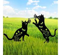 Mateju 1 Ensemble Piquets de Jardin en Forme de Animal, Extérieur Décoration de Jardin, Piquet en Métal, Art Statues Métalliques pour Terrasse, Cour, Balcon, Pelouse (Chat)