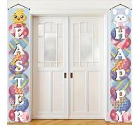 Mateju 1 Pair Paques Bannière de Porte Décorative, 30x180cm Décorative de Porte Suspendues avec Poteau, Pâques Décorations pour Intérieur Extérieur (Style 10,30x180cm)