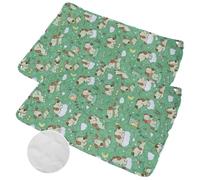 Mateju 2 Pièces Tapis Educateur pour Chien et Chiot, Tapis de Dressage Lavable Réutilisables Absorbant Antidérapante Tapis pour Animaux Extérieur Voiture et Voyages (40x50CM,Chien Vert)