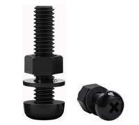 Mateju 20-Sets M8 Nylon Screws with Nuts Washers Fastener Assortment Kit M8 Nylon Bolts (Black,L=10mm)