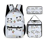 Mateju 3D Pandas Impression Sac a Dos, Cartable Fille Primaire Sac a Dos Enfant avec Sac à Lunch et Trousse à Crayons 3 en 1 Sac à Dos, Garçons et Filles Petit Sac a Dos (Dessin Animé)