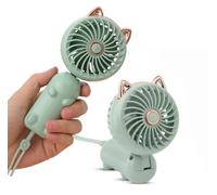 Mateju Chat Mini Ventilateur Portable, Ventilateur de Poche avec USB Rechargeable Extérieur Portable Fan avec 3 vitesses 500mAh pour intérieur Bureau, Cours, Voyage Camping (Vert)
