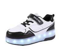 Mateju Chaussures à roulettes Fille Garçon Enfant Patins à roulettes Rétractable avec 2 roulettes, 2 en 1 Chaussures de Skateboard Réglables Adolescents pour Homme Femme 30 EU Noir