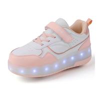 Mateju Chaussures à roulettes Fille Garçon Enfant Patins à roulettes Rétractable avec 2 roulettes, 2 en 1 Chaussures de Skateboard Réglables Adolescents pour Homme Femme 30 EU Rose