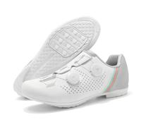 Mateju Chaussures Cyclisme sans Verrouillage Homme Femme, 36-47 EU Chaussures de Cyclisme Semelle en Caoutchouc Antidérapant et Respirant pour Sport Extérieur (AT2 Blanc Gris,44)