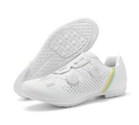 Mateju Chaussures Cyclisme sans Verrouillage Homme Femme, 36-47 EU Chaussures de Cyclisme Semelle en Caoutchouc Antidérapant et Respirant pour Sport Extérieur (AT2 Blanc,43)