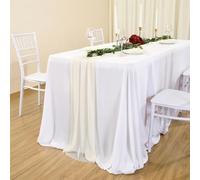 Mateju Chemin de Table en Mousseline de Soie, Chemin de Table Romantique Chemin de Table Mariage Transparent Chemin de Table Tulle Table Runner pour Decoration Party (75x400cm,Blanc Laiteux)