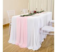 Mateju Chemin de Table en Mousseline de Soie, Chemin de Table Romantique Chemin de Table Mariage Transparent Chemin de Table Tulle Table Runner pour Decoration Party (75x400cm,Rose)