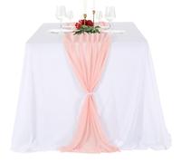 Mateju Chemin de Table en Mousseline de Soie, Chemin de Table Romantique Chemin de Table Mariage Transparent Chemin de Table Tulle Table Runner pour Party Baby Shower (Rose,75x180cm)