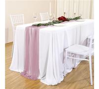 Mateju Chemin de Table en Mousseline de Soie, Chemin de Table Romantique Chemin de Table Mariage Transparent Chemin de Table Tulle Table Runner pour Decoration Party (75x180cm,Rose-Mauve)