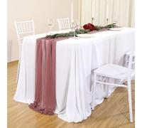 Mateju Chemin de Table en Mousseline de Soie, Chemin de Table Romantique Chemin de Table Mariage Transparent Chemin de Table Tulle Table Runner pour Decoration Party (75x180cm,Couleur Fuchsia)