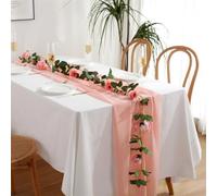 Mateju Chemin de Table Romantique, Chemin de Table en Mousseline de Soie Chemin de Table Mariage Transparent Chemin de Table Tulle Table Runner pour Decoration Party (30x300cm,Rose)
