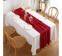 Mateju Chemin de Table Romantique, Chemin de Table en Mousseline de Soie Chemin de Table Mariage Transparent Chemin de Table Tulle Table Runner pour Decoration Party (70x300cm,Bourgogne)