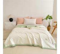 Mateju Couette d'été en Microfibre, Couleur Unie Lavable Couette Ete Legere et Fine, Courtepointe Douce et Confortable Légère et Respirante Couverture Fraîche Edredon (Vert,180 * 200cm)