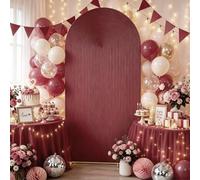 Mateju Couverture de Toile de Fond Arche Style 3D (Bordeaux,100x200cm) | Couverture Arche en Tissu Double Face Mariage Fête Housse pour Toile de Fond pour Décoration Anniversaire Banquet Cérémonie