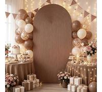 Mateju Couverture de Toile de Fond Arche Style 3D (Brun café,122x220cm) | Couverture Arche en Tissu Double Face Mariage Fête Housse pour Toile de Fond pour Décoration Anniversaire Banquet Cérémonie