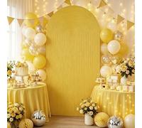 Mateju Couverture de Toile de Fond Arche Style 3D (Jaune,65x150cm) | Couverture Arche en Tissu Double Face Mariage Fête Housse pour Toile de Fond pour Décoration Anniversaire Banquet Cérémonie