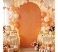 Mateju Couverture de Toile de Fond Arche Style 3D (Orange,122x220cm) | Couverture Arche en Tissu Double Face Mariage Fête Housse pour Toile de Fond pour Décoration Anniversaire Banquet Cérémonie