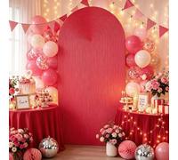Mateju Couverture de Toile de Fond Arche Style 3D (Rouge,80x180cm) | Couverture Arche en Tissu Double Face Mariage Fête Housse pour Toile de Fond pour Décoration Anniversaire Banquet Cérémonie